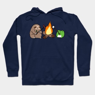 Campfire Sloth and Frog Hoodie